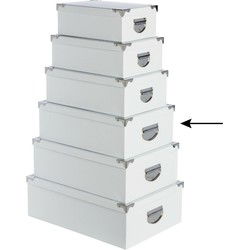 5Five Opbergdoos/box - wit - L40 x B26.5 x H14 cm - Karton - Opbergbox