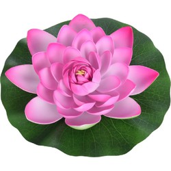 Drijvende kunst waterlelie bloemen - roze - D18 cm - Vijver - Kunstbloemen
