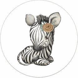 Label2X Muurcirkel kids zebra meisje 120 cm / Forex - 120 cm