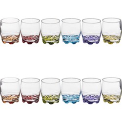 Set van 12x stuks drinkglazen/waterglazen kleurenmix 310 ml - Drinkglazen