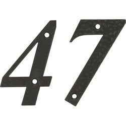 AMIG Huisnummer 47 - massief gesmeed staal - 10cm - incl. bijpassende schroeven - zwart - Huisnummers