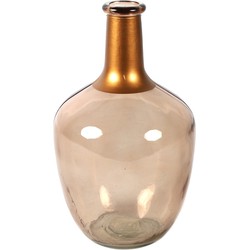 Countryfield Bloemenvaas Firm Big Bottle - beige transparant/koper - glas - D15 x H25 cm - Vazen