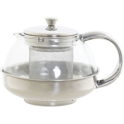 Theepot van glas en RVS 600 ml met filter/infuser en handvat - Theepotten