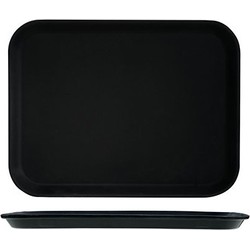 Kunststof dienblad/serveerblad - 8x - zwart - met antislip - 30 x 41 cm - Dienbladen