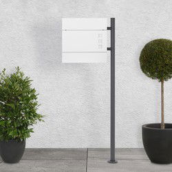 Vrijstaande brievenbus met krantenvak 37 cm Wit incl. staander 120 cm hoog Antraciet Vrijstaande brievenbus
