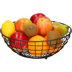 Medium-size fruitschaal Chrome metal zwart rond 28 x 11 cm - Fruitschalen