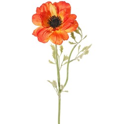 Anemoon nora 1 bloem h53 cm oranje kunstbloem zijde nepbloem