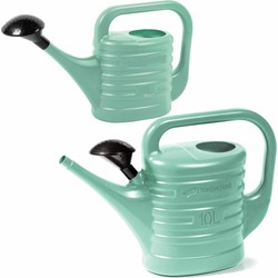 2x stuks kunststof tuin gieters 5 en 10 liter mintgroen - Gieters