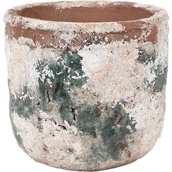 Clayre & Eef Bloempot Ø 14x12 cm Beige Groen Terracotta