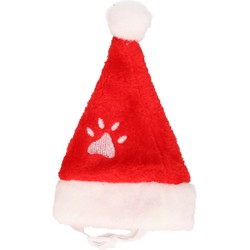 Kerstmuts - voor katten/kleine hondjes - rood - polyester - Kerstmutsen