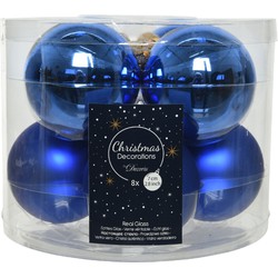 kerstbal glas d7cm K.blauw 8st