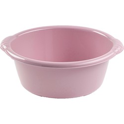 Set van 2x stuks kunststof teiltjes/afwasbakken rond 6 liter oud roze - Afwasbak