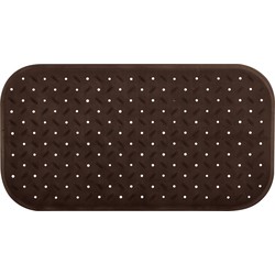 MSV Douche/bad anti-slip mat badkamer - rubber - bruin - 36 x 76 cm - Badmatjes