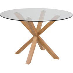Eettafel Rond - Glas/Naturel - Ø119x75,5cm - Harrie