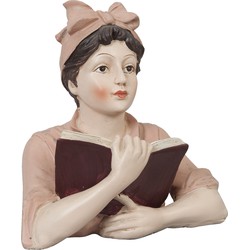 Clayre & Eef Beeld Vrouw 16x11x19 cm Beige Roze Polyresin Woonaccessoires
