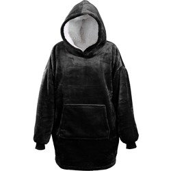 Oversized fleece hoodie zwart