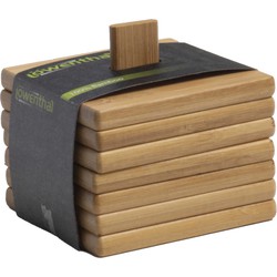 Lowenthal - Onderzetters voor glazen - 6x stuks - bruin - bamboe - 9x9 cm - Glazenonderzetters