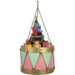 Clayre & Eef Decoratie Beeld Trommel Roze Groen Metaal