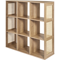 MISOU Bali Wandkast - Open - Vakkenkast - met 9 Vakken - Kast - Rotan - Hout - Opbergkast - Speelgoedkast - Boekenkast