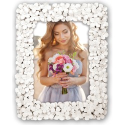 Zep Fotolijst - kunststof - witte bloemen - voor foto van 20 x 25 cm - Fotolijsten