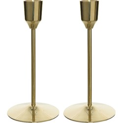 Set van 3x stuks luxe diner kaarsen staande kandelaar aluminium kleur goud 15 cm - kaars kandelaars