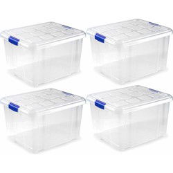 4x Opbergbakken/organizers met deksel 25 liter 42 cm transparant - Opbergbox