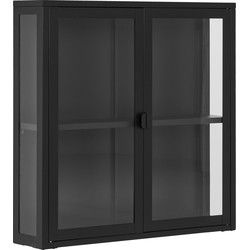 Hangende Wandkast Zwart Metaal - 2 Deuren - 80x18x80cm - Brisbane