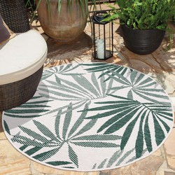 Binnen & Buitenkleed Omkeerbaar - Palm - Rond - Rio Groen / Crème - Ø 120 CM ROND