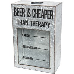 Clayre & Eef Opbergdoos 18*10*27 cm Grijs Metaal Rechthoek Beer therapy Opbergbox
