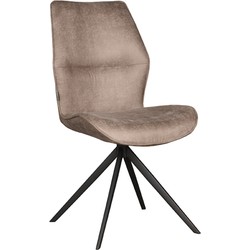 LABEL51 Eetkamerstoel Comfy - Taupe - Micro Suede - Black Frame