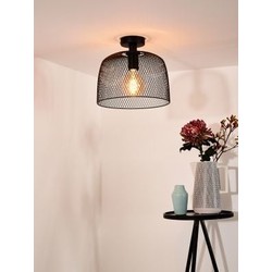 Zwarte bolvormige vintage plafondlamp 29,5 cm E27