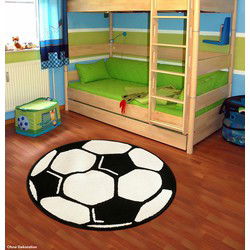 Voetbal Vloerkleed Rond - Zwart / Wit - 100cm rond Ø
