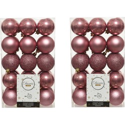 60x stuks kunststof kerstballen oudroze (velvet) 6 cm glans/mat/glitter - Kerstbal