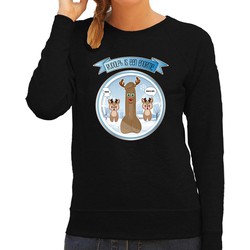 Bellatio Decorations foute kersttrui/sweater dames - Rudolf - zwart - piemel/penis S - kerst truien