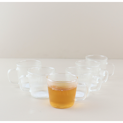 OTIX Koffiekopjes - Glazen met Ribbel - Reliëf - Koffietassen - Set van 6 - 150ml - Glas - ROSE