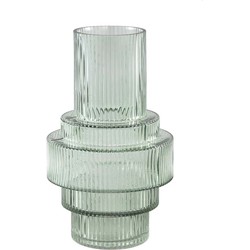 PTMD Lavine Ronde Kandelaar - H30 x Ø18 cm - Glas - Groen