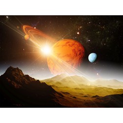 Sanders & Sanders fotobehang planeten in de ruimte oranje en bruin - 3,6 x 2,7 m - 600998