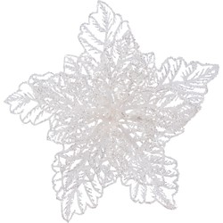 Poinsettia plastic d23h10cm wit