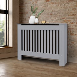 Radiatorbekleding 112x19x82 cm grijs MDF