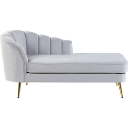 Beliani ALLIER - Chaise longue-Grijs-Fluweel