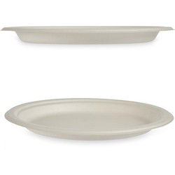 Wegwerp borden Product - 6x - wit - suikerriet - 22.5 cm - plat - Dinerborden