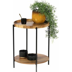 Urban Living Koffietafel Joya - hout - metaal - zwart - D42 x H51 cm - Bijzettafels