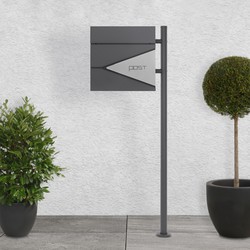 Brievenbus 37x36,5x11 cm antraciet/houtlook staal ML-Design