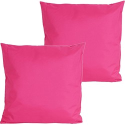 Anna's collection buitenkussens - 2x - fuchsia roze - 60 x 60 cm - Sierkussens