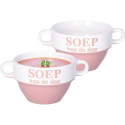 Soepkommen - 2x - Soep van de dag - oud roze - Stapelbaar - Kommetjes