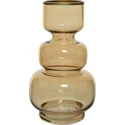 Bloemen vaas amber transparant/goud van glas 25 cm hoog diameter 15 cm - Vazen