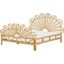 Beliani FLORENTINE - Tweepersoonsbed-Lichte houtkleur-Rotan