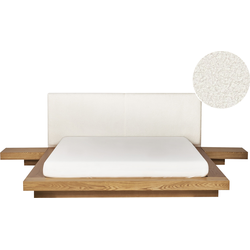 ZEN - Tweepersoonsbed - Lichthout - 160 x 200 cm - Bouclé