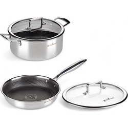 Rosmarino HexaPRO Pannenset 4delig - Koekenpan 24cm - Braadpan 24cm - Pannen - met glazen deksel