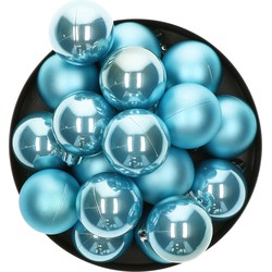 Decoris kleine kerstballen - 16x - ijs blauw - 4 cm -kunststof - Kerstbal